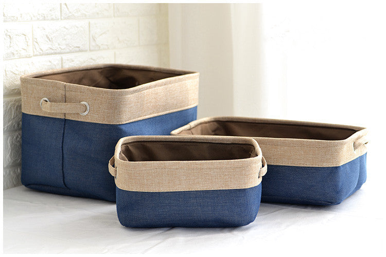 Nordic-style fabric folding storage box neatly placed on a shelf with clothes inside