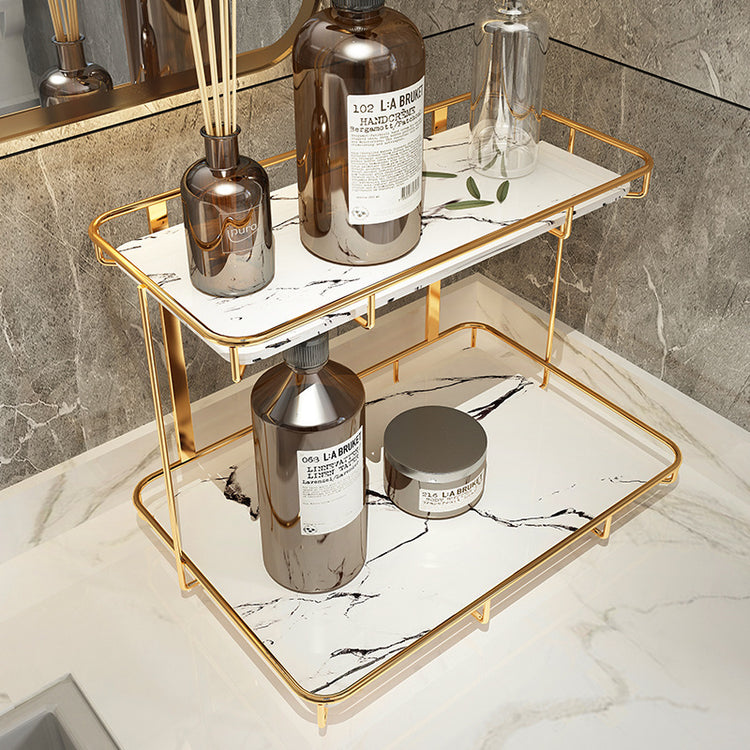 Modern floating bathroom shelf mounted on tile wall