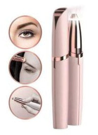 Woman using electric eyebrow hair remover
