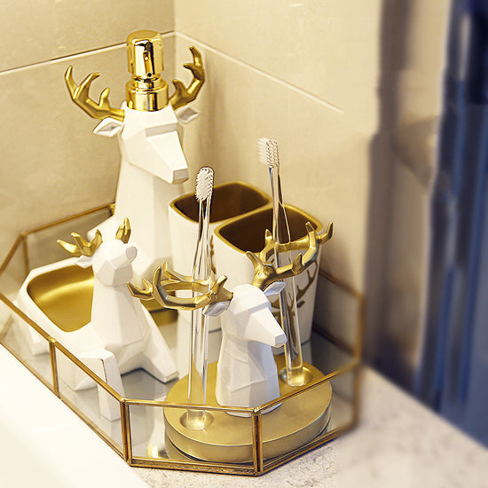 Soft beige Nordic bathrobe hanging in minimal bathroom