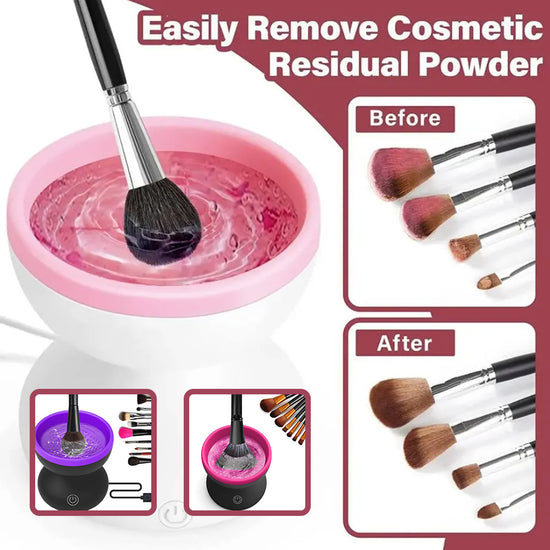 Electric makeup brush cleaner device