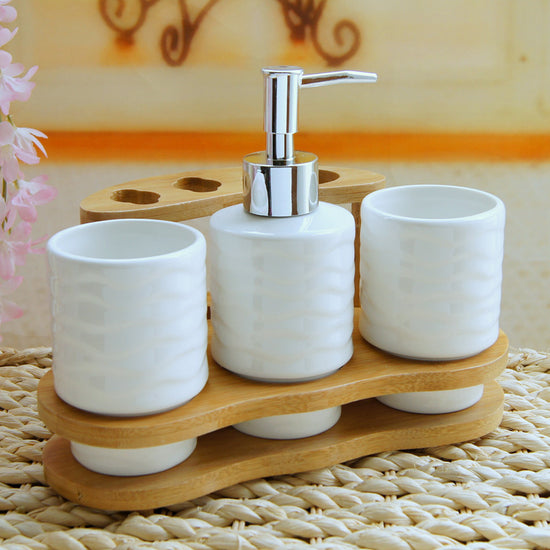 Elegant bathroom accessories set for home or guest use